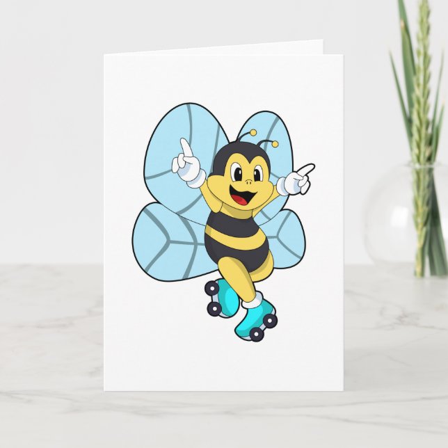 Carte Abeille avec des patins à roulettes (Devant)