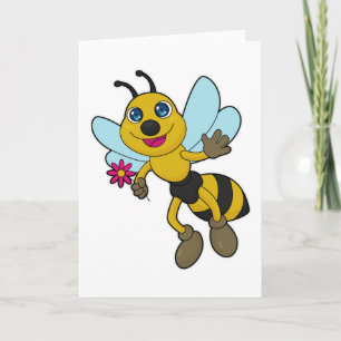 Carte Abeille avec fleur