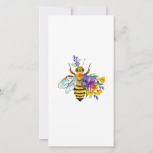 Carte abeille des fleurs avec plantes sauvages