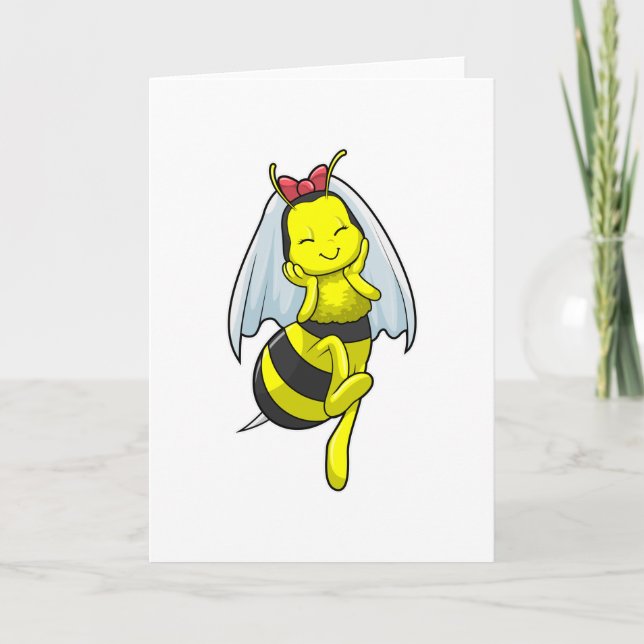 Carte Abeille en mariée au Mariage avec Voile (Devant)