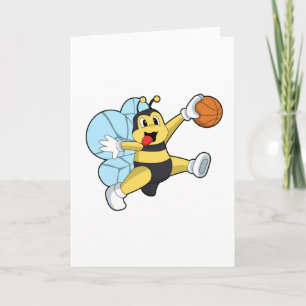 Carte Abeille en tant que joueur de basket-ball avec bal