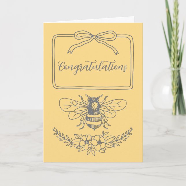 Carte Abeille et Fleur "Mémé à l'honneur" Félicitations (Devant)