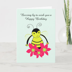 Carte Abeille fantaisiste avec des fleurs