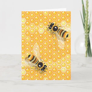 Carte Abeilles de miel sur un Motif de nid d'abeille