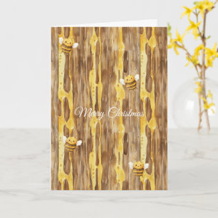 Carte Abeilles joyeuses de Noël au miel