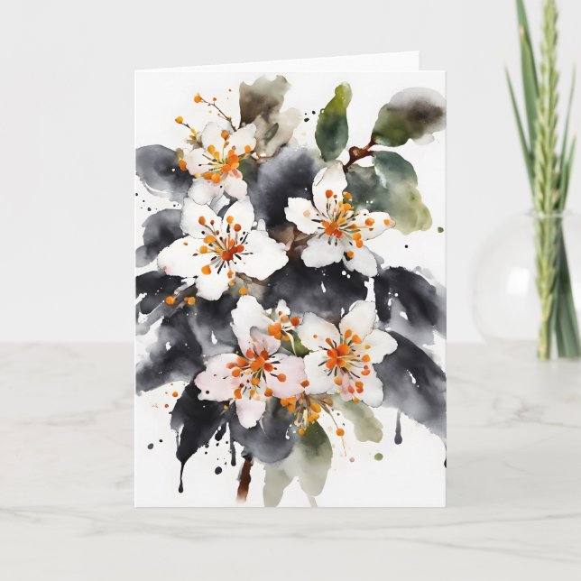 Carte Abelia - Fleurs aquarelles (Devant)