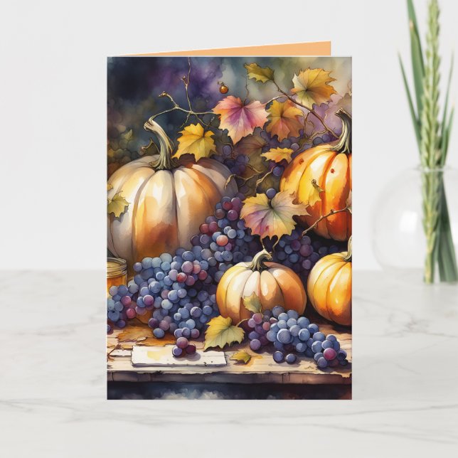 Carte Abondance d'automne, citrouilles, miel de raisins (Devant)