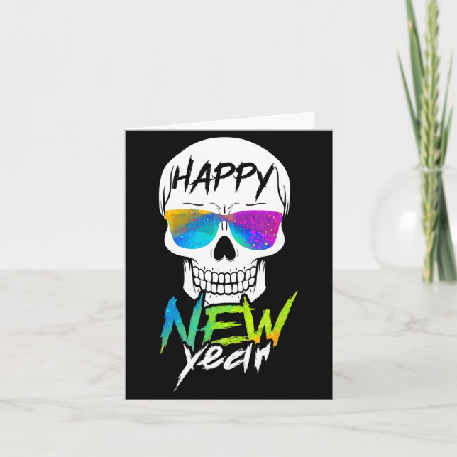 Carte Abstract Happy New Skull Year  (Devant)