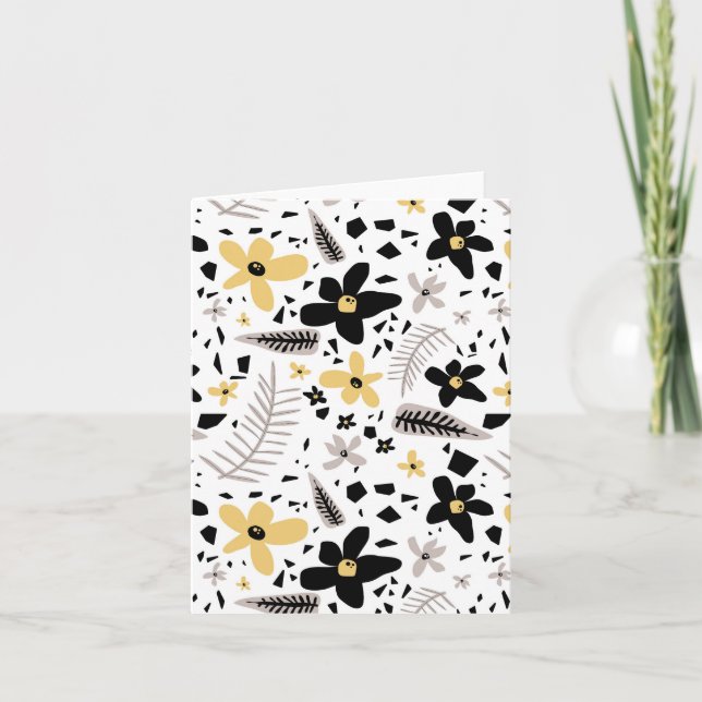 Carte Abstrait Gris jaune noir gris sans joint motif flo (Devant)