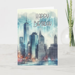 Carte Abstrait New York Skyline Heureux voeux d'annivers