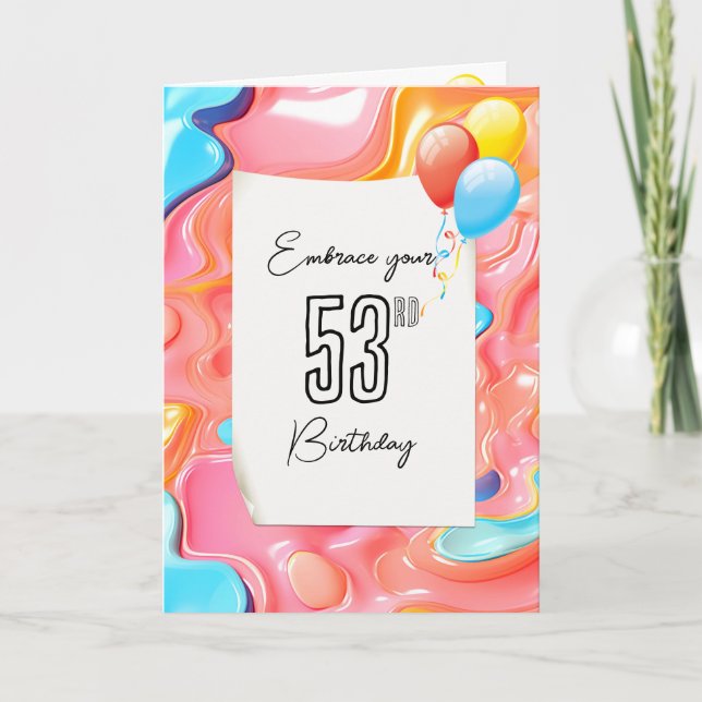 Carte Abstrait psychédélique 3D pour 53ème anniversaire (Devant)