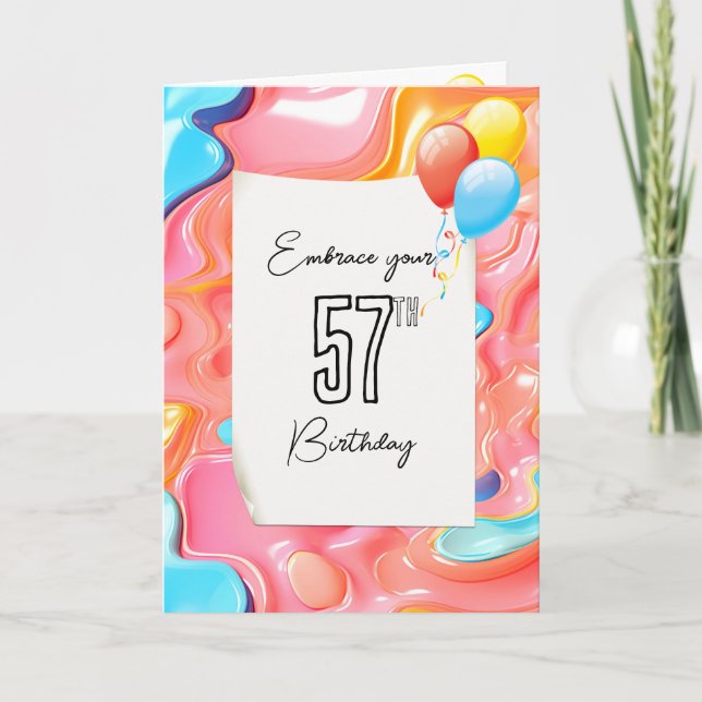 Carte Abstrait psychédélique 3D pour 57e anniversaire (Devant)