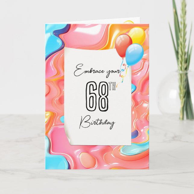 Carte Abstrait psychédélique 3D pour 68e anniversaire (Devant)