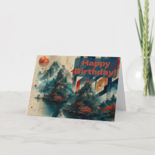 Carte abstraite aquarelle chinoise