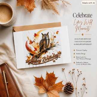 Carte abstraite de chouette d'automne pour anniver
