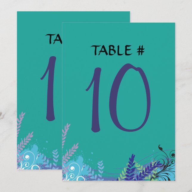 Carte ABSTRAITE de table de Bat mitzvah FLORAL (Devant / Derrière)