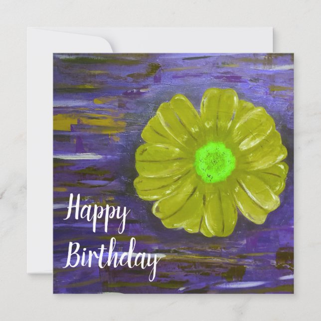 Carte Abstraite Fleur verte mignonne Open Anniversaire (Devant)