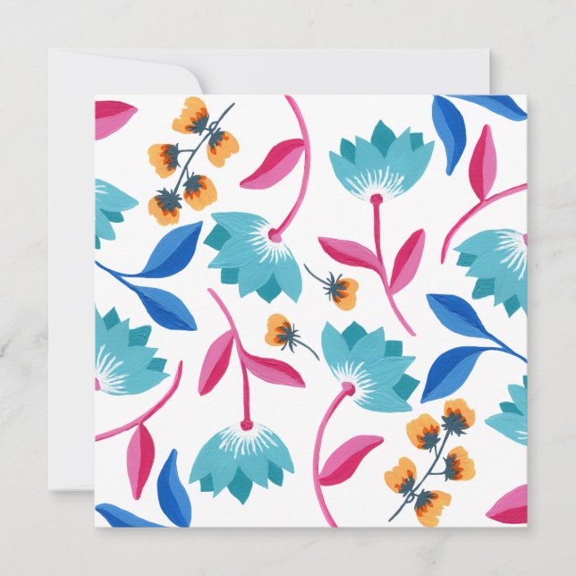 Carte Abstraite Florale rose/bleu clair (Devant)