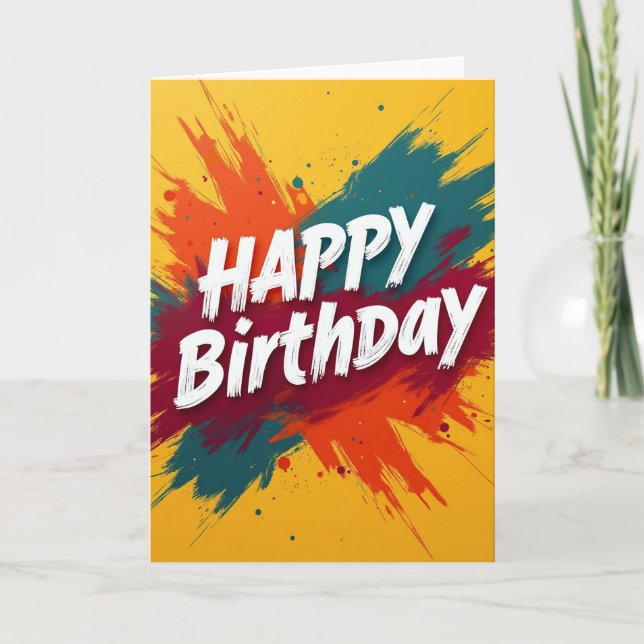 Carte Abstraite Peinte Festive (Devant)