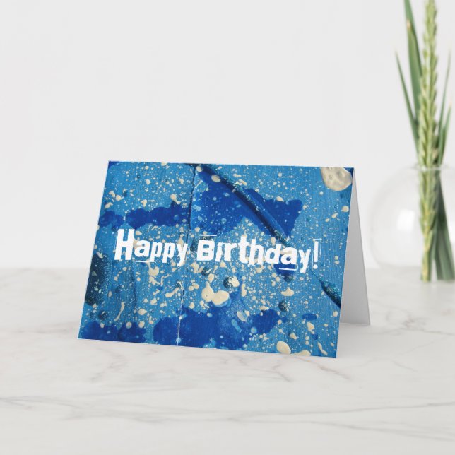 Carte Abstraite peinture multimédia mixte, Joyeux annive (Devant)