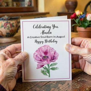 Carte Abuela Joyeux Août Anniversaire Purple Poppy