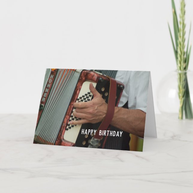 Carte Accordéon Joueur Accordéoniste Parti Début Anniver (Devant)