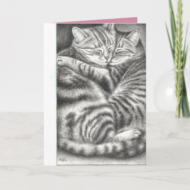 Carte Accrocher Tabby Cats Pet Sympathie Card. (Devant)