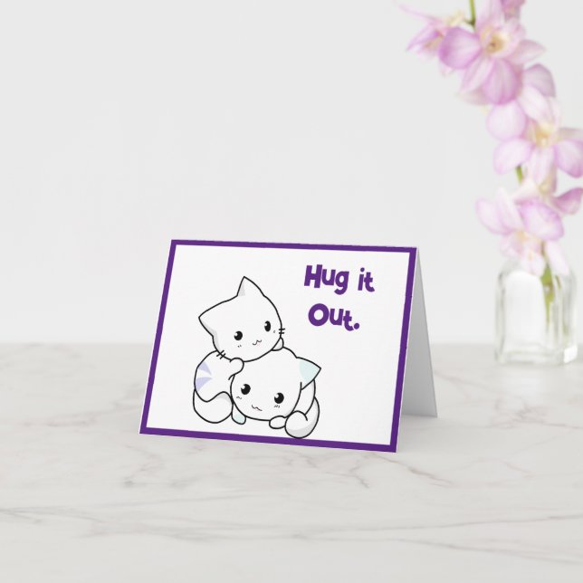 Carte Accrochez-Le À Des Chatons De Dessin, Mignonne Ami (Orchidée)