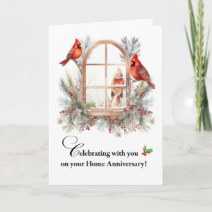 Carte Accueil Anniversaire Cardinal Birds in Winter Wind