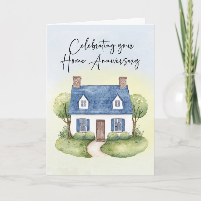 Carte Accueil Anniversaire de Realtor Watercolor House (Devant)