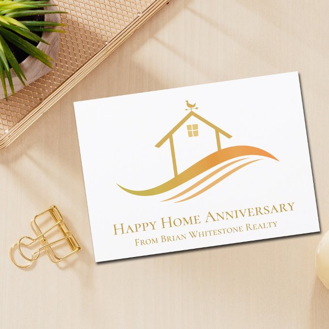 Carte Accueil heureux Anniversaire Chic Gold House Immob (Créateur téléchargé)