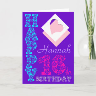 Carte Accueil personnalisé 16e anniversaire violet C