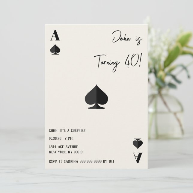 Carte Ace of Spades Birthday Card | Playing Card Party T (Debout devant)