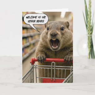Carte Acheteur de supermarché marmotte en colère d'anniv