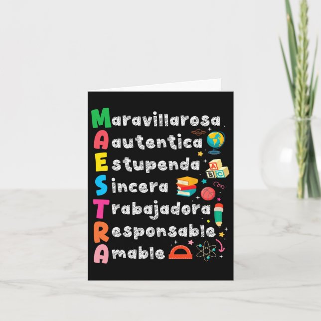 Carte Acronyme Maestra Enseignant Espagnol Retour À L'Éc (Devant)