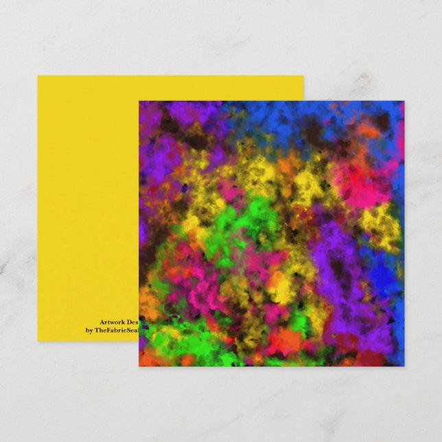 Carte Acrylic Neon Colors Paint Splatter Splash Abstract (Devant / Derrière)