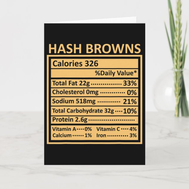 Carte Action de grâce Noël Blagues Hash Browns Nutrition (Devant)