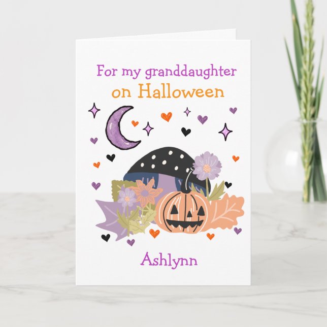 Carte Activité Halloween citrouille pour petite-fille (Devant)