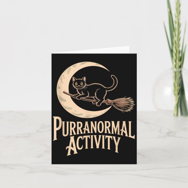 Carte Activité paranormale Halloween Chat Noir Croissant (Devant)