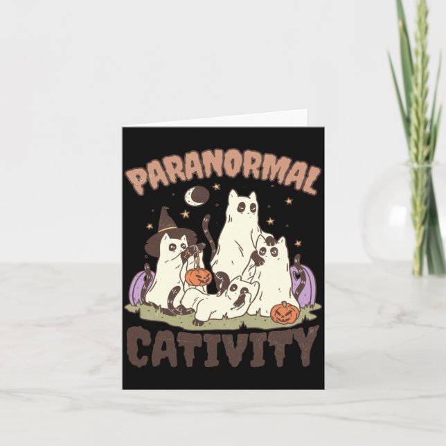 Carte Activité paranormale Mignon Rétro Halloween Chat n (Devant)