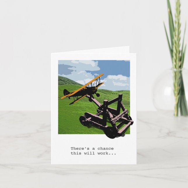 Carte Adieu catapulte d'avion / Bon Voyage Card (Devant)