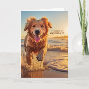 Carte Adieu chien sur la plage mignonne Golden Retriever