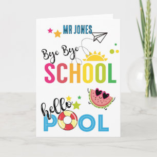 Carte adieu école bonjour piscine salutations
