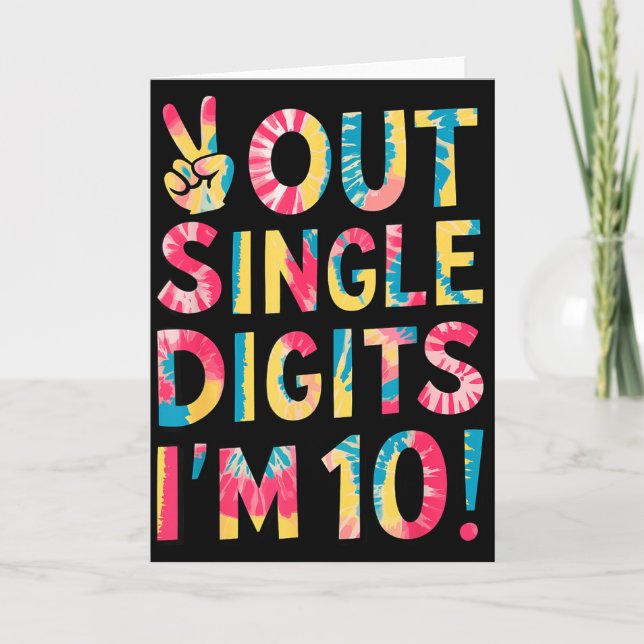 Carte Adieu les chiffres simples J'ai 10 ans 10e anniver (Devant)