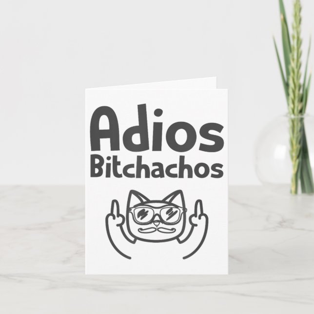 Carte Adios Cat Achos Swea Cinco De Mayo Doigt Moyen _ (Devant)