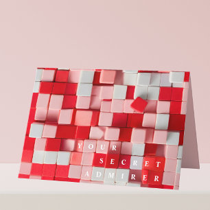 Carte admirateur secret rouge blanc blocs valentine's 20