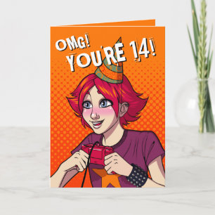 Carte Ado Girl Cute Punk Gamer 14e anniversaire