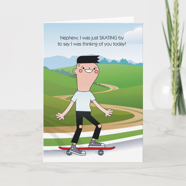 Carte Ado ou Tween Nephew Penser à vous Skateboard (Devant)