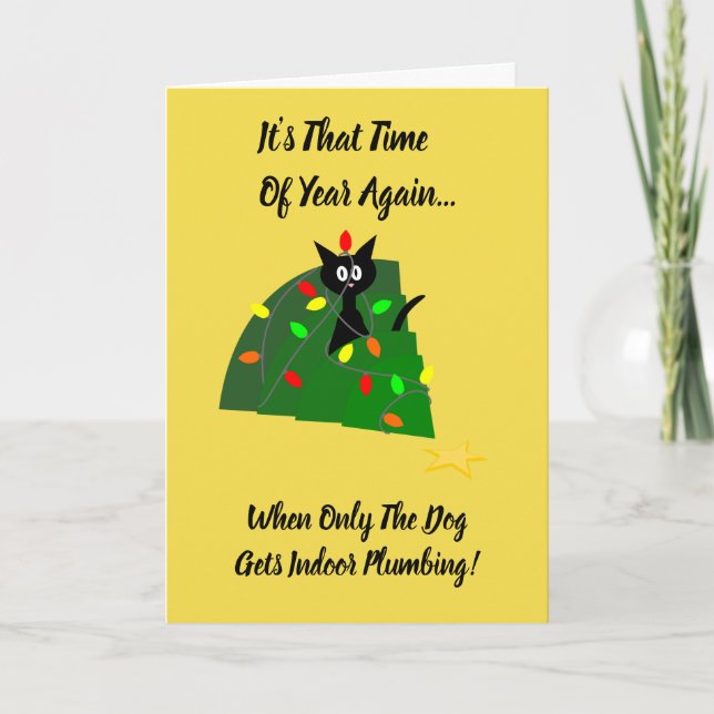 Carte Adoptez : Arbre de Noël de chat : Tuyauterie (Devant)