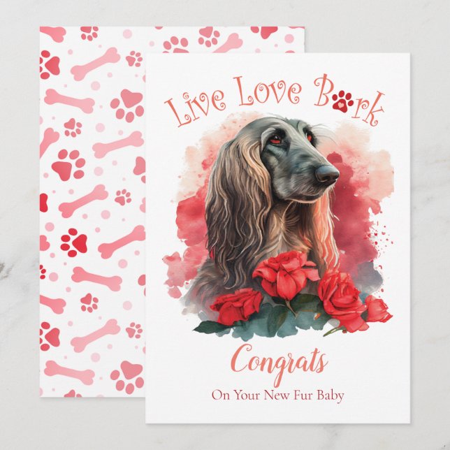Carte Adoption de chien Afghan Hound, Jour J (Devant / Derrière)